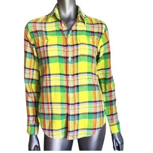 Polo Ralph Lauren Yellow Plaid Button Down Shirt Size 8
